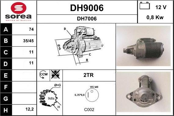 SNRA DH9006 - Стартер autocars.com.ua