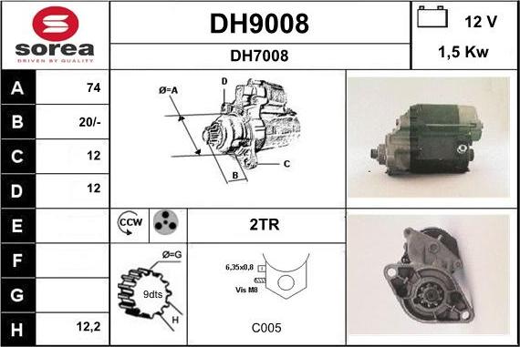 SNRA DH9008 - Стартер autocars.com.ua