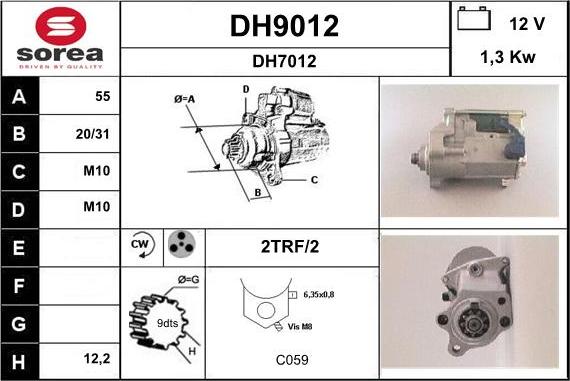 SNRA DH9012 - Стартер autocars.com.ua