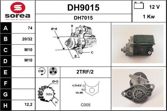 SNRA DH9015 - Стартер autocars.com.ua