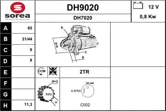 SNRA DH9020 - Стартер avtokuzovplus.com.ua