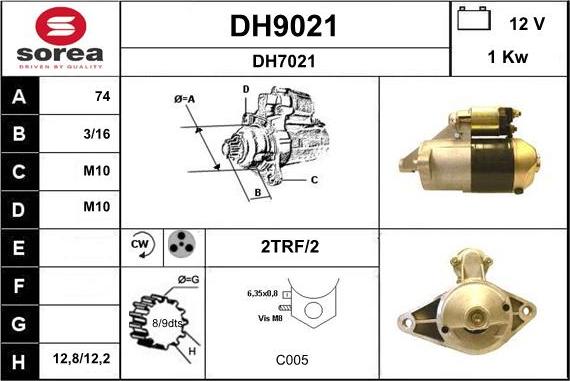 SNRA DH9021 - Стартер autocars.com.ua