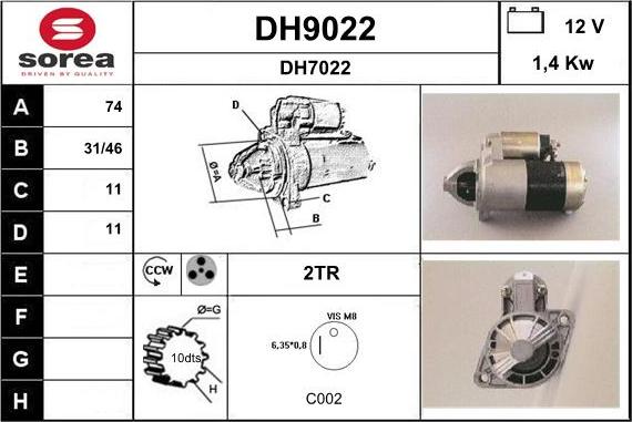 SNRA DH9022 - Стартер avtokuzovplus.com.ua