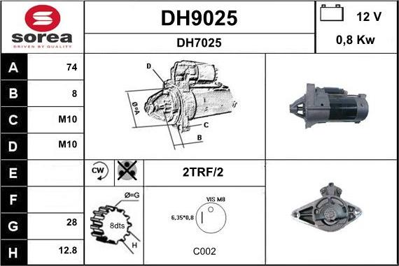 SNRA DH9025 - Стартер autocars.com.ua