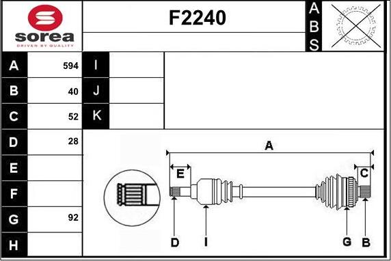 SNRA F2240 - Приводний вал autocars.com.ua