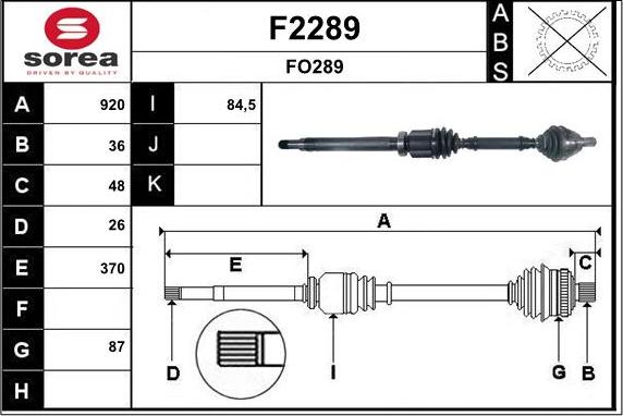 SNRA F2289 - Приводний вал autocars.com.ua