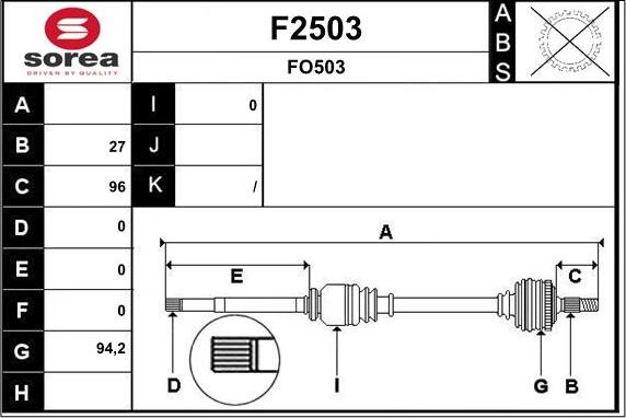 SNRA F2503 - Приводной вал avtokuzovplus.com.ua