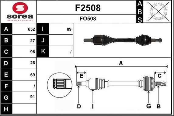 SNRA F2508 - Приводной вал avtokuzovplus.com.ua