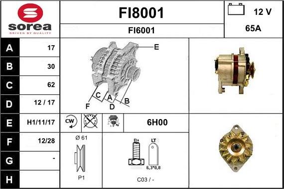 SNRA FI8001 - Генератор avtokuzovplus.com.ua