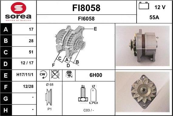 SNRA FI8058 - Генератор autocars.com.ua