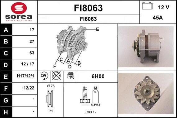 SNRA FI8063 - Генератор autocars.com.ua