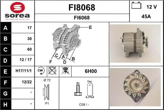 SNRA FI8068 - Генератор autocars.com.ua