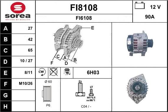 SNRA FI8108 - Генератор autocars.com.ua