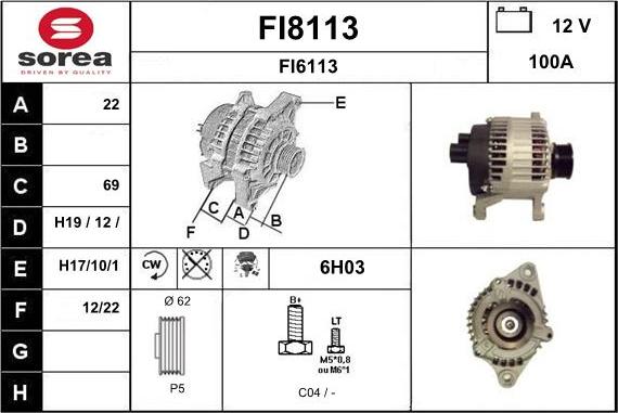 SNRA FI8113 - Генератор autocars.com.ua