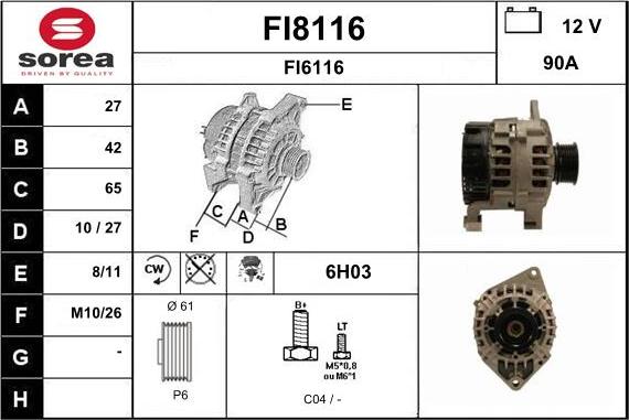 SNRA FI8116 - Генератор autocars.com.ua