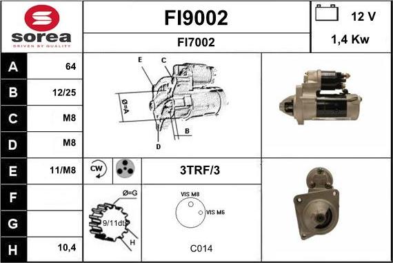 SNRA FI9002 - Стартер autocars.com.ua