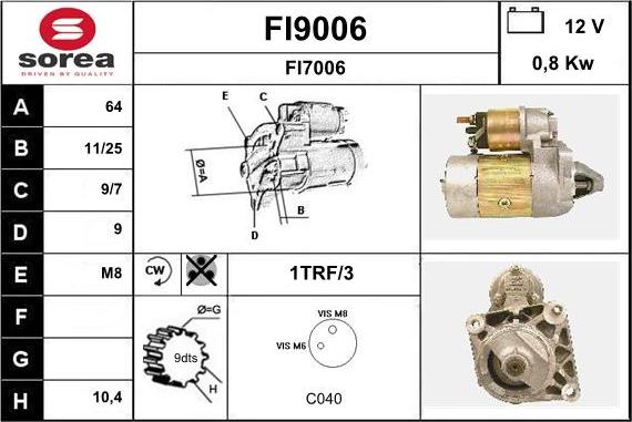 SNRA FI9006 - Стартер autocars.com.ua