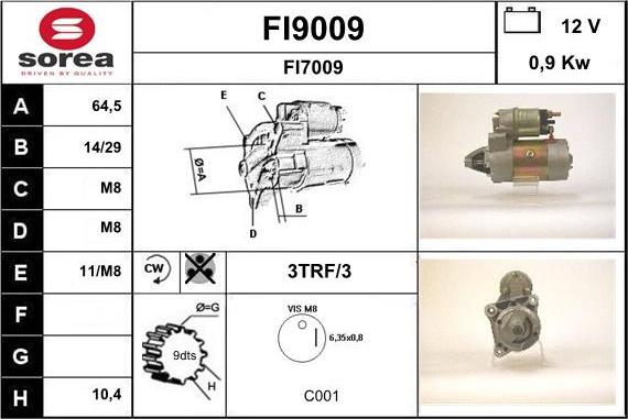 SNRA FI9009 - Стартер autocars.com.ua