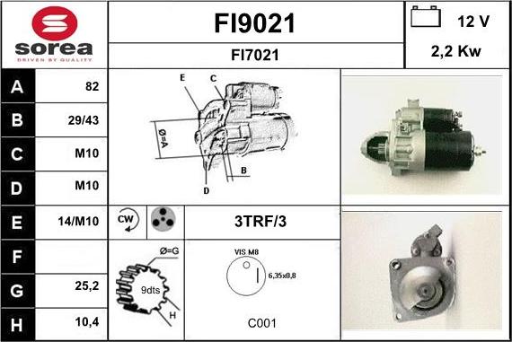 SNRA FI9021 - Стартер autocars.com.ua