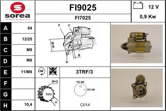 SNRA FI9025 - Стартер autocars.com.ua