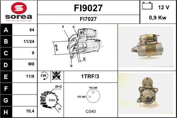 SNRA FI9027 - Стартер autocars.com.ua