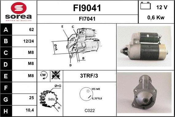 SNRA FI9041 - Стартер autocars.com.ua