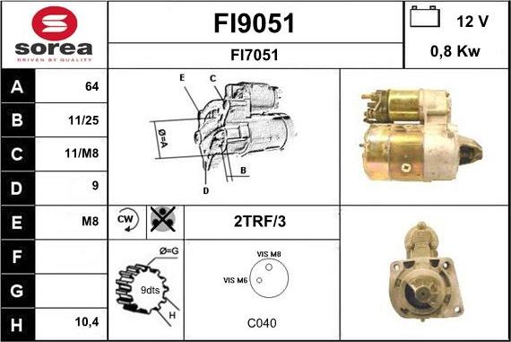 SNRA FI9051 - Стартер autocars.com.ua