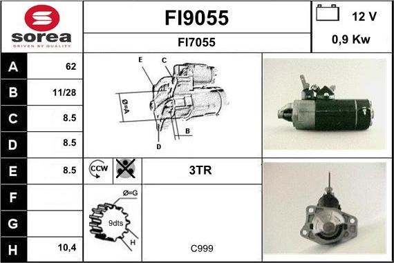 SNRA FI9055 - Стартер autocars.com.ua