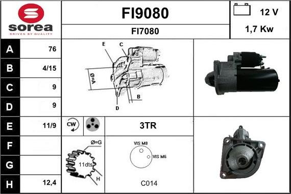 SNRA FI9080 - Стартер autocars.com.ua