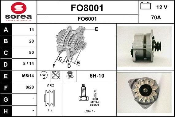 SNRA FO8001 - Генератор autocars.com.ua