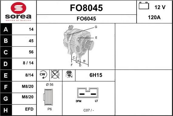 SNRA FO8045 - Генератор autocars.com.ua