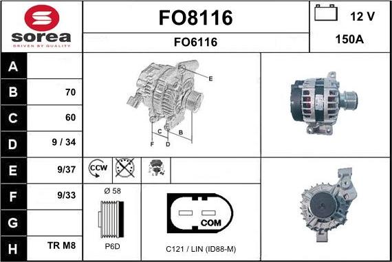 SNRA FO8116 - Генератор autocars.com.ua