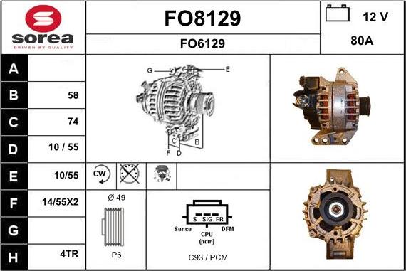 SNRA FO8129 - Генератор avtokuzovplus.com.ua