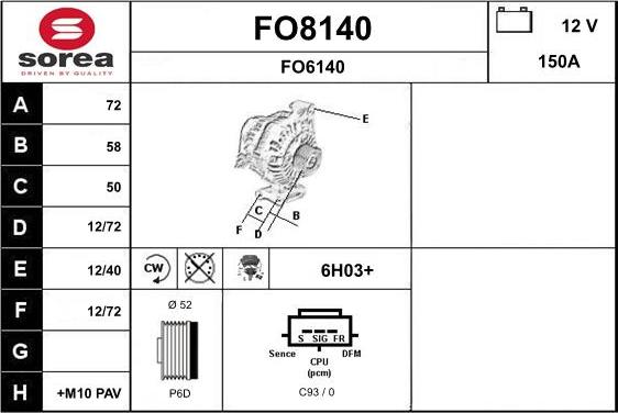 SNRA FO8140 - Генератор avtokuzovplus.com.ua