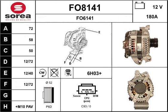SNRA FO8141 - Генератор autocars.com.ua