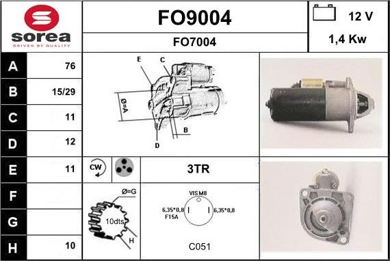 SNRA FO9004 - Стартер autocars.com.ua