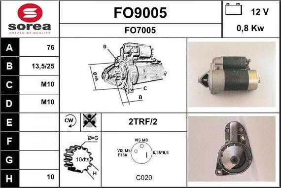 SNRA FO9005 - Стартер autocars.com.ua