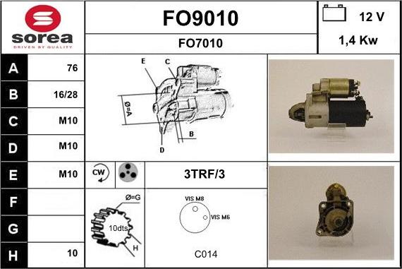 SNRA FO9010 - Стартер autocars.com.ua