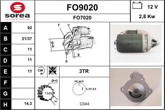 SNRA FO9020 - Стартер avtokuzovplus.com.ua