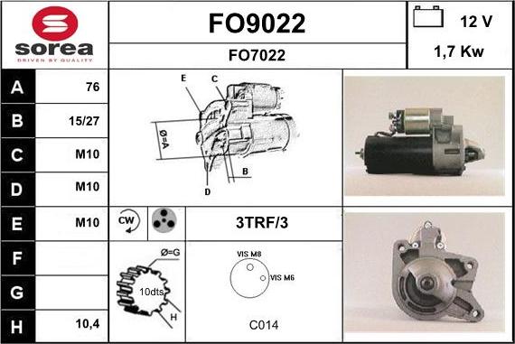 SNRA FO9022 - Стартер avtokuzovplus.com.ua