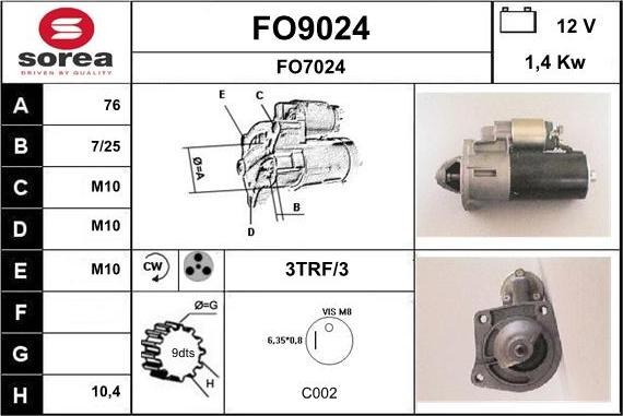 SNRA FO9024 - Стартер avtokuzovplus.com.ua