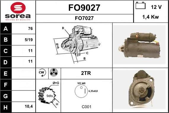 SNRA FO9027 - Стартер avtokuzovplus.com.ua