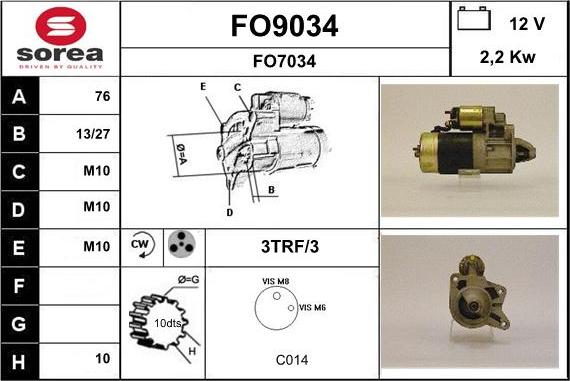 SNRA FO9034 - Стартер avtokuzovplus.com.ua