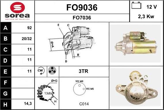 SNRA FO9036 - Стартер avtokuzovplus.com.ua