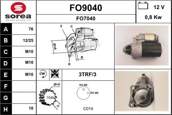 SNRA FO9040 - Стартер autocars.com.ua