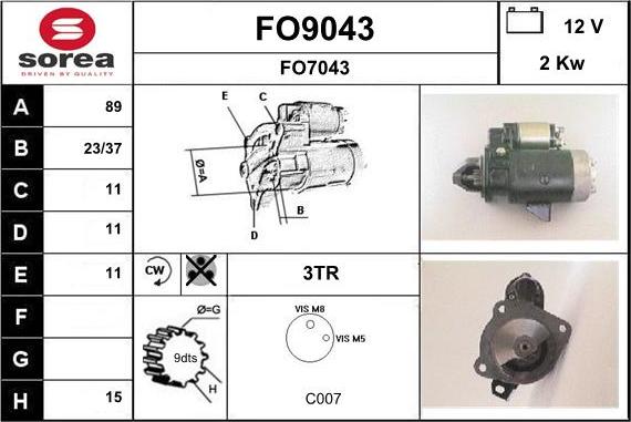 SNRA FO9043 - Стартер autocars.com.ua