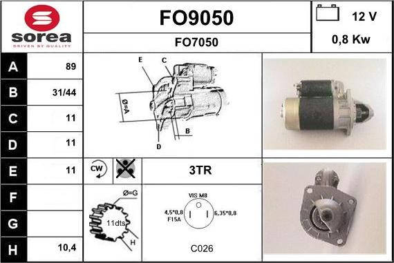 SNRA FO9050 - Стартер autocars.com.ua