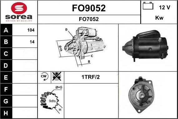 SNRA FO9052 - Стартер autocars.com.ua