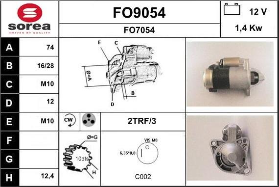 SNRA FO9054 - Стартер avtokuzovplus.com.ua