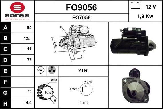 SNRA FO9056 - Стартер avtokuzovplus.com.ua